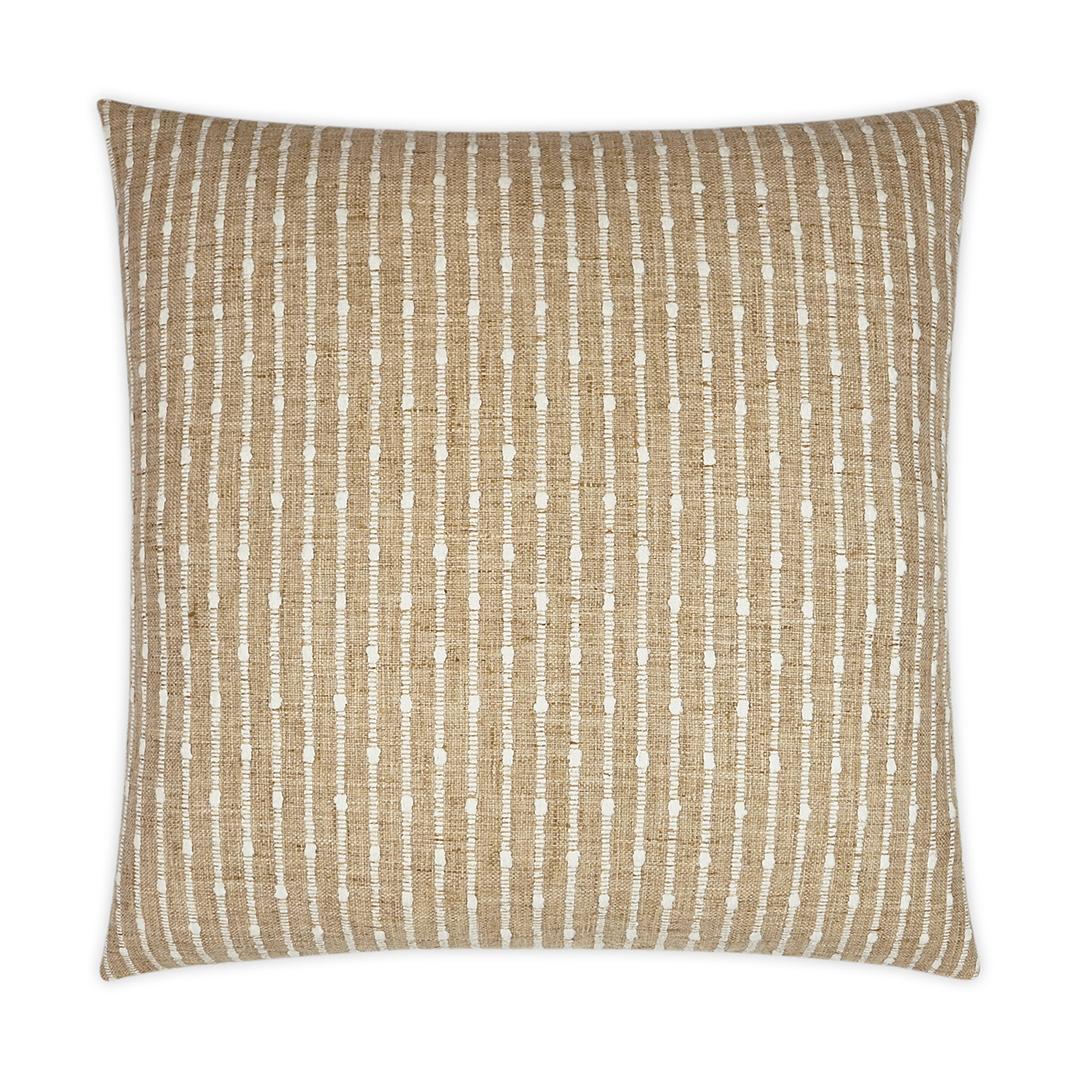 Luxury Pillow - 24" x 24" - Kemp. Textured stripes of white on a burlap colored fabric