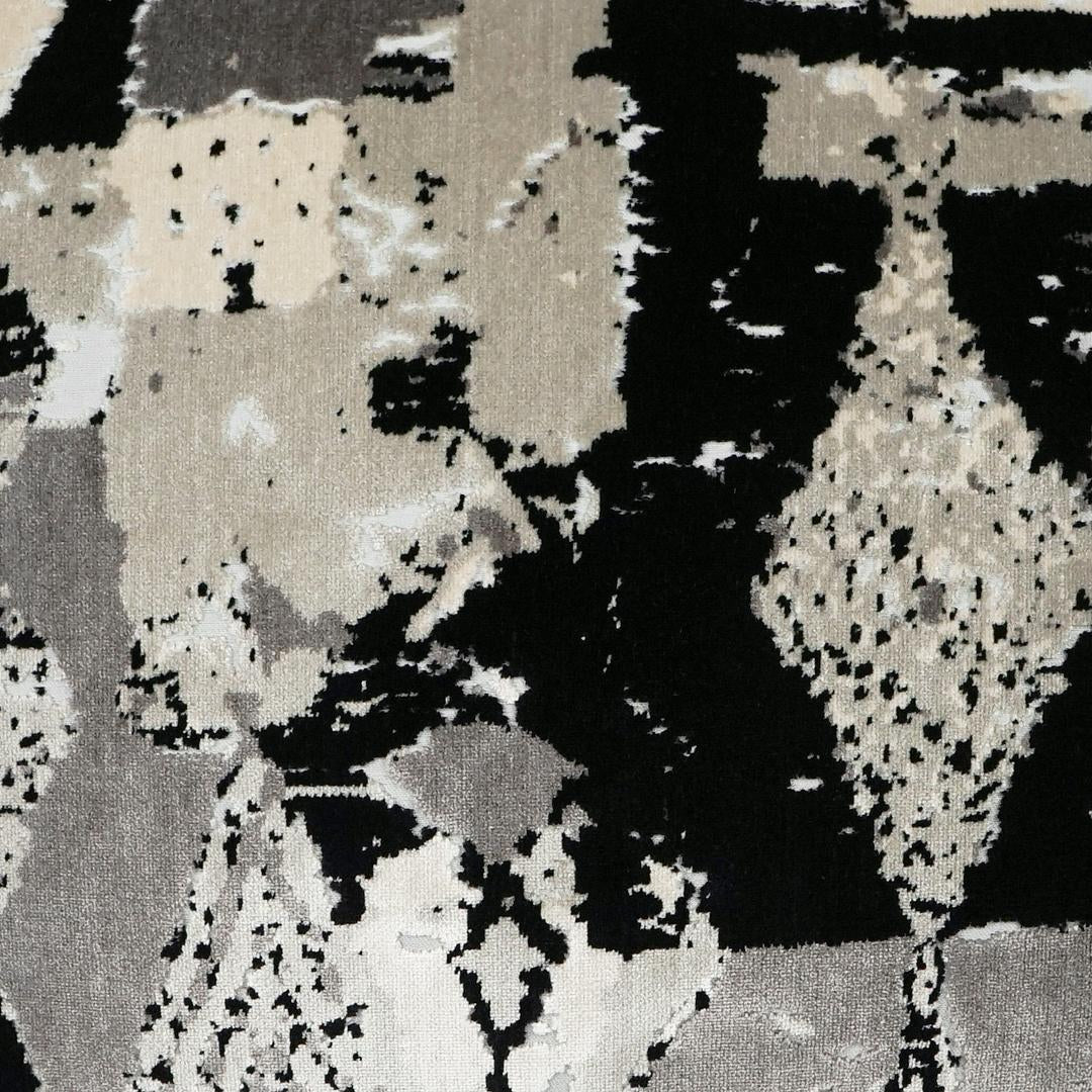 Luxury Pillow - 24" x 24" - Fez. Cream, beige, black and silver shapes on woven fabric