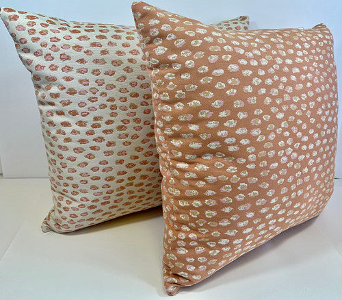 Luxury Outdoor Pillow - 22" x 22" - Pink Leopard cream