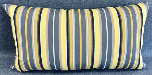 Luxury Outdoor Lumbar Pillow - 22" x 14" - Seville - Stripe No Piping