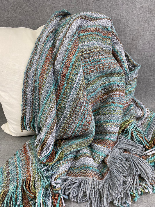Luxury Knit Throw - 45" x 70" - Asheville Tidal; Bulky Knit Throw