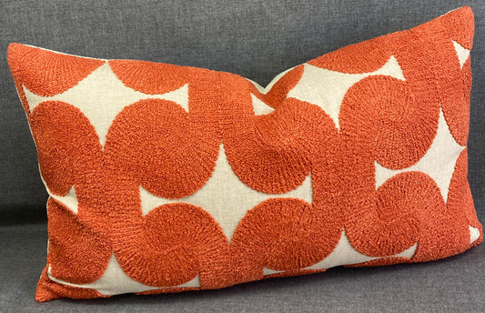 Luxury Lumbar Pillow -  24" x 14" - Posh Den: Dark Orange