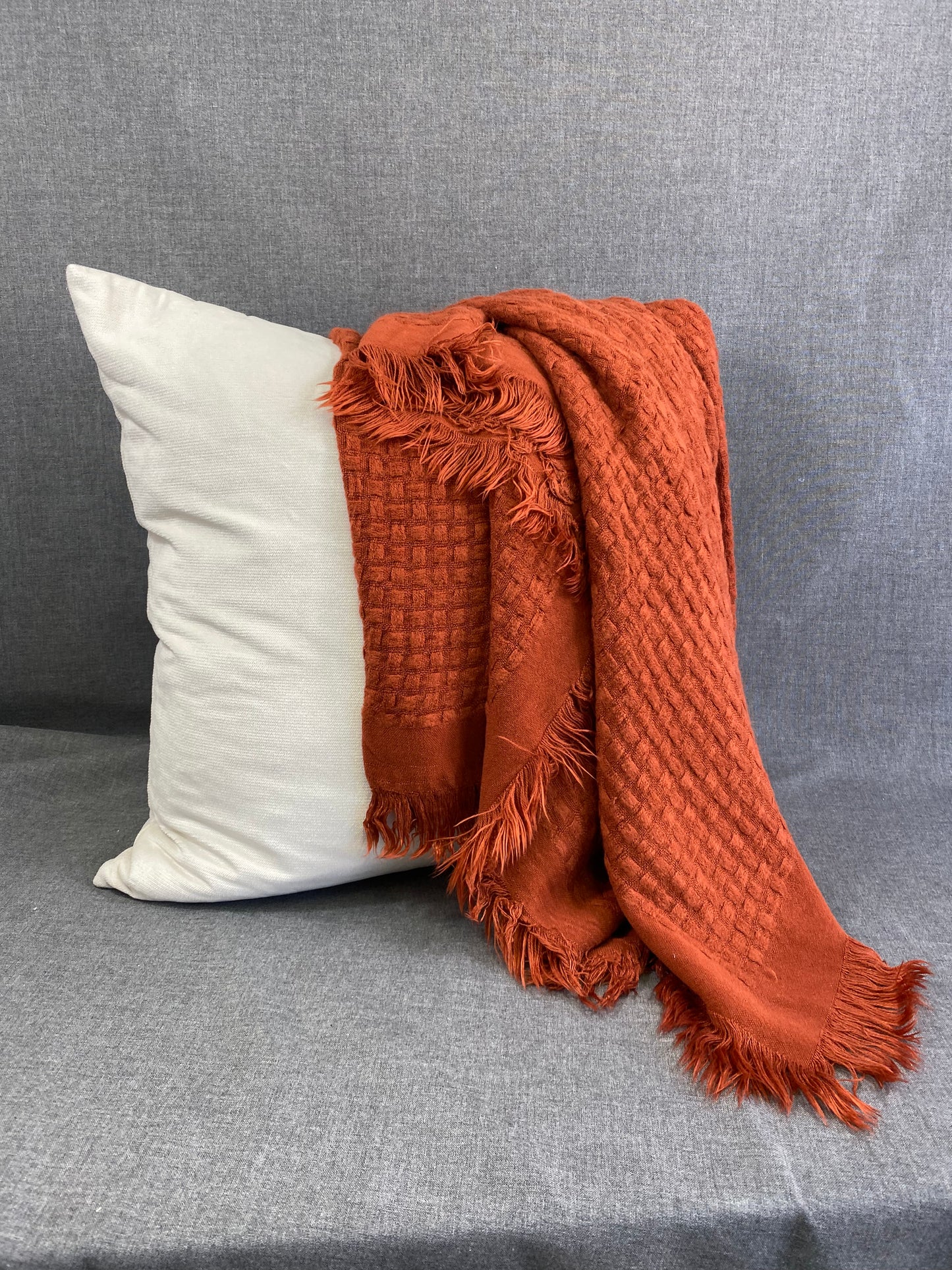 Waffle Weave Throw-Rust- 50"X60"