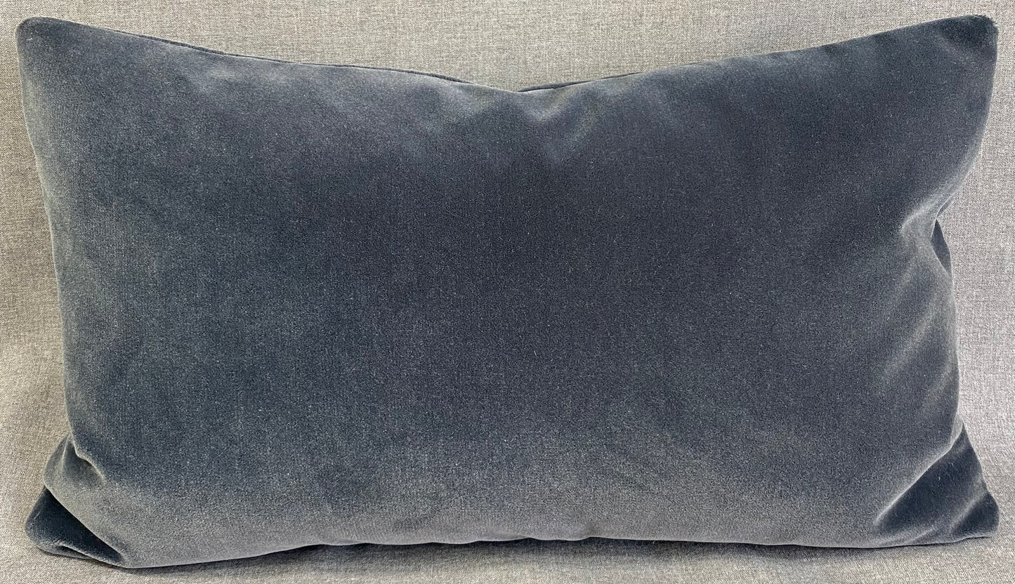 Slate Mohair Lumbar- 24" x 14"