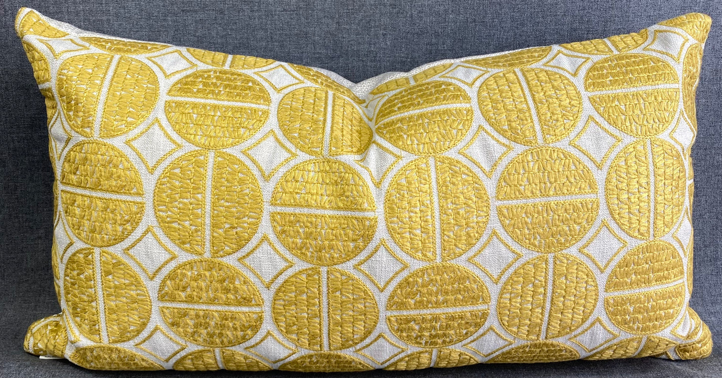 Luxury Lumbar Pillow - 24" x 14" - Medallions Mustard