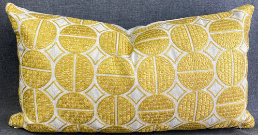 Luxury Lumbar Pillow - 24" x 14" - Medallions Mustard