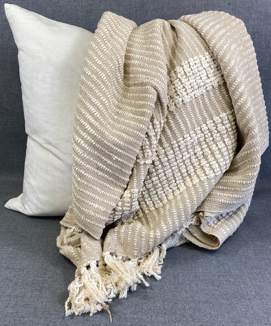 Woven Stripe Throw-Natural-50"X60"