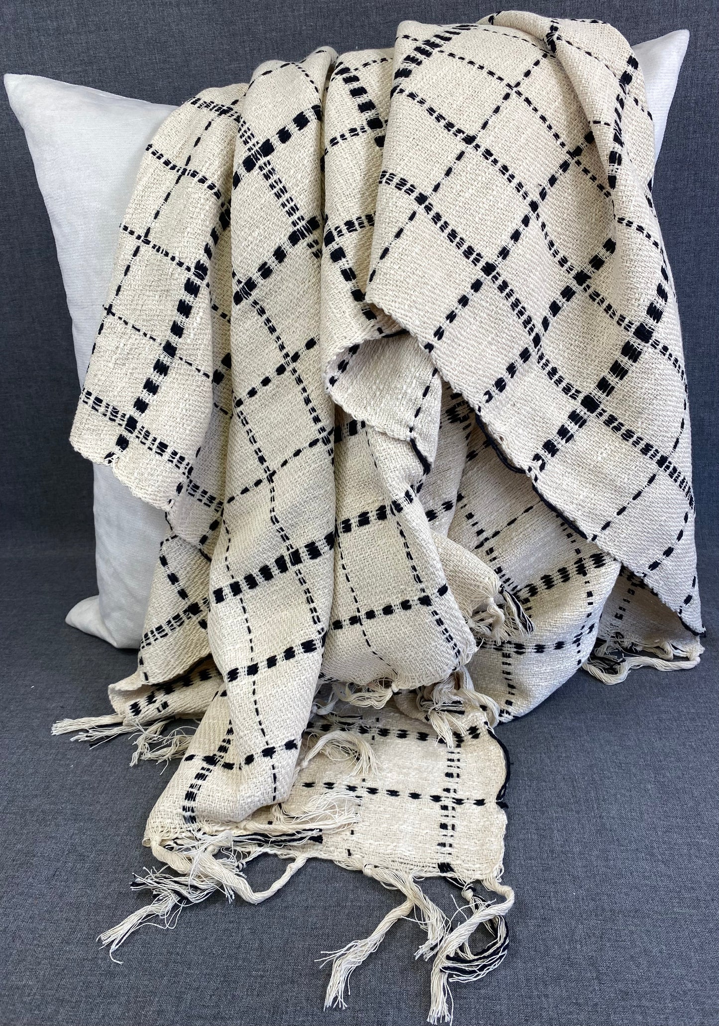 Dashed Line Throw-Natural 50"X60"