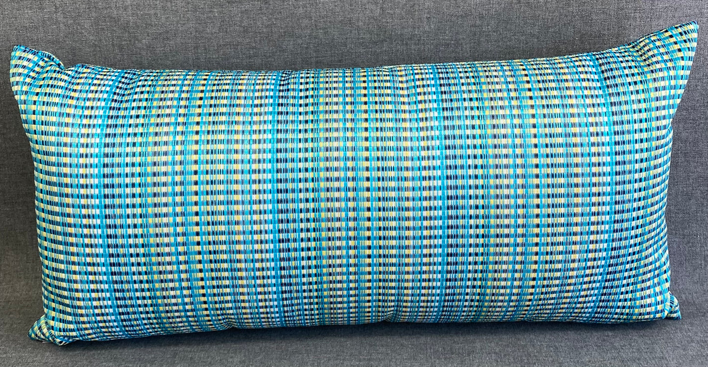Luxury Outdoor Lumbar Pillow - 22" x 12" - Sun Run - Blue