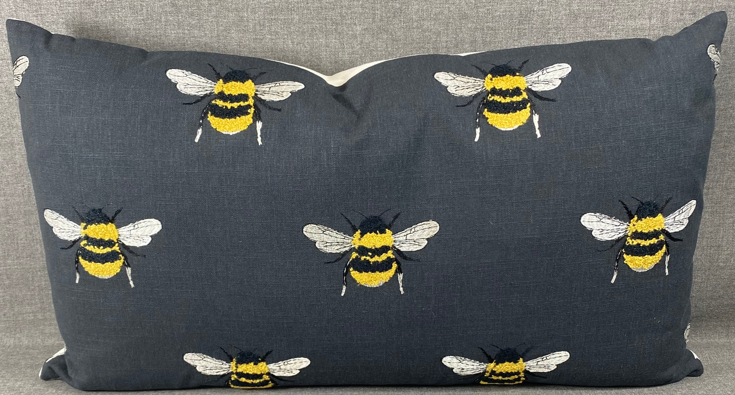 Luxury Lumbar Pillow- Busy Bee Charcoal- 24" x 14"