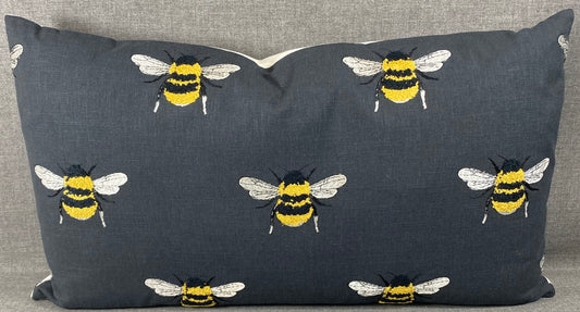 Luxury Lumbar Pillow- Busy Bee Charcoal- 24" x 14"