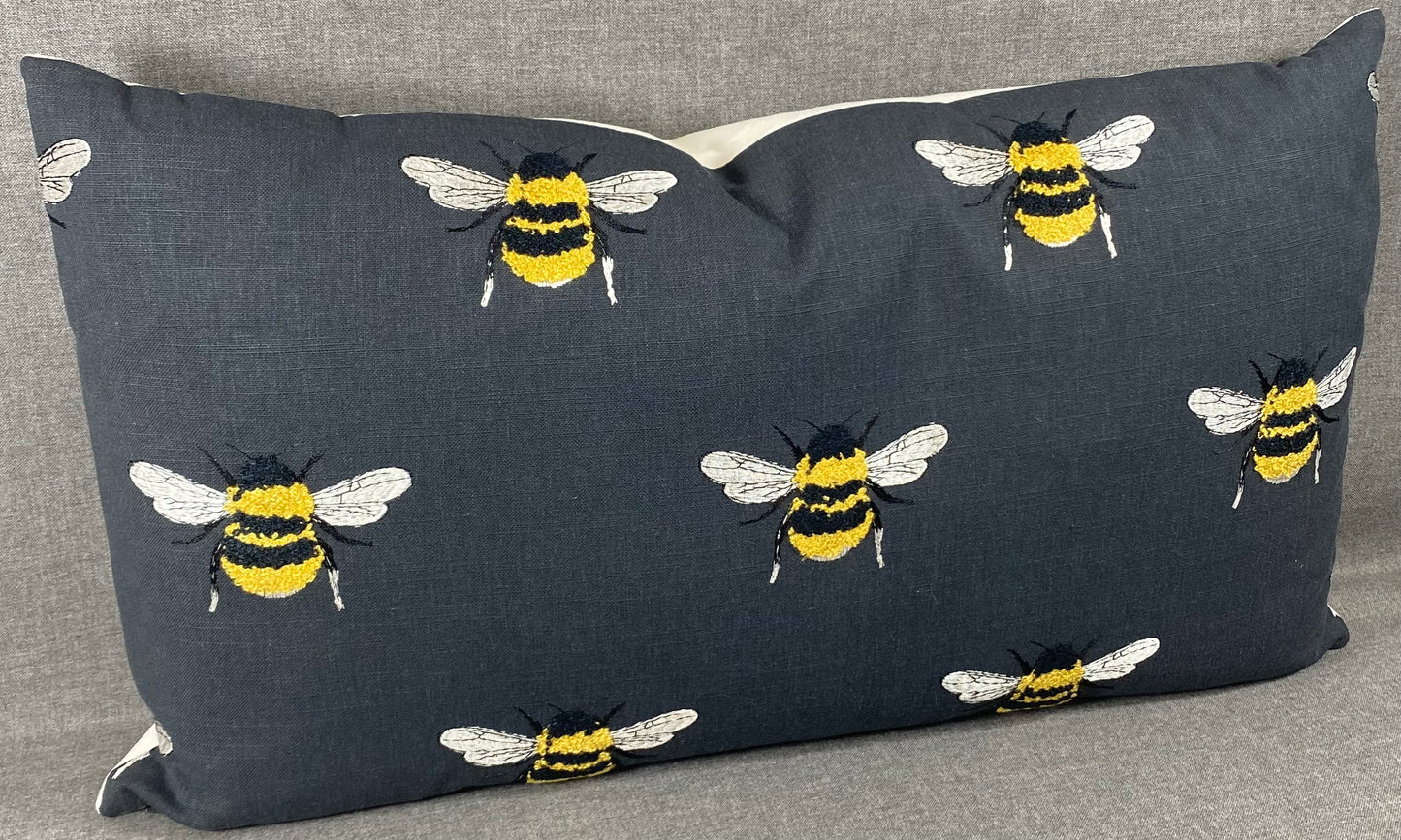 Luxury Lumbar Pillow- Busy Bee Charcoal- 24" x 14"
