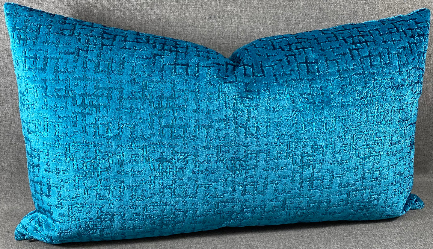 Luxury Lumbar Pillow - 24" x 14" - Tetris Peacock