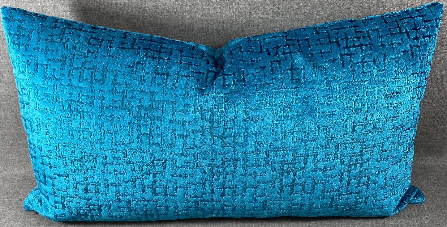 Luxury Lumbar Pillow - 24" x 14" - Tetris Peacock