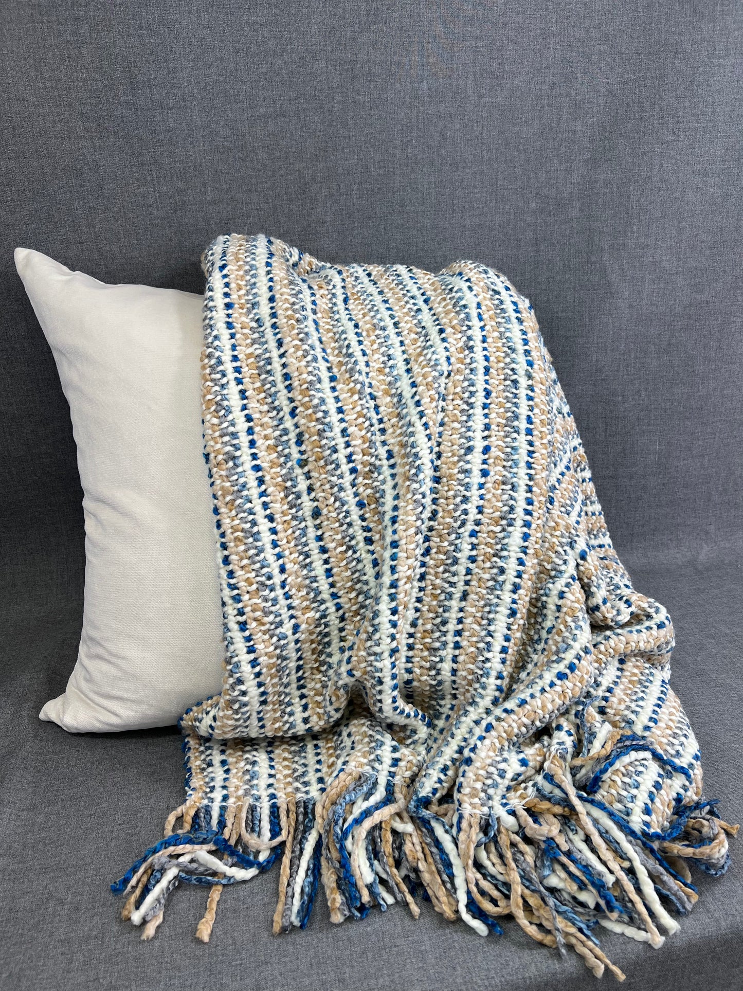 Luxury Knit Throw - 40" x 70" - Stria Driftwood; Bulky knit throw