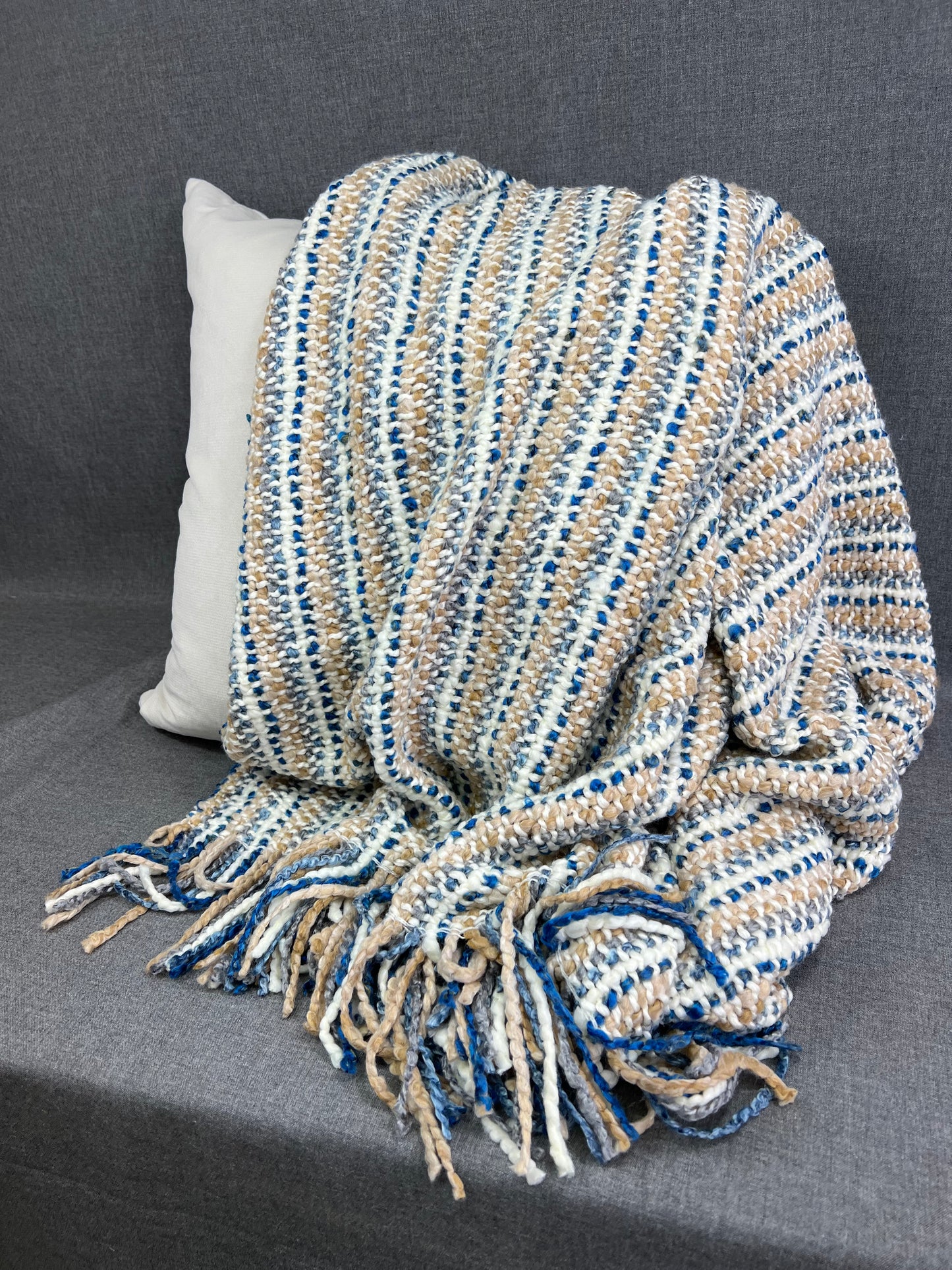 Luxury Knit Throw - 40" x 70" - Stria Driftwood; Bulky knit throw