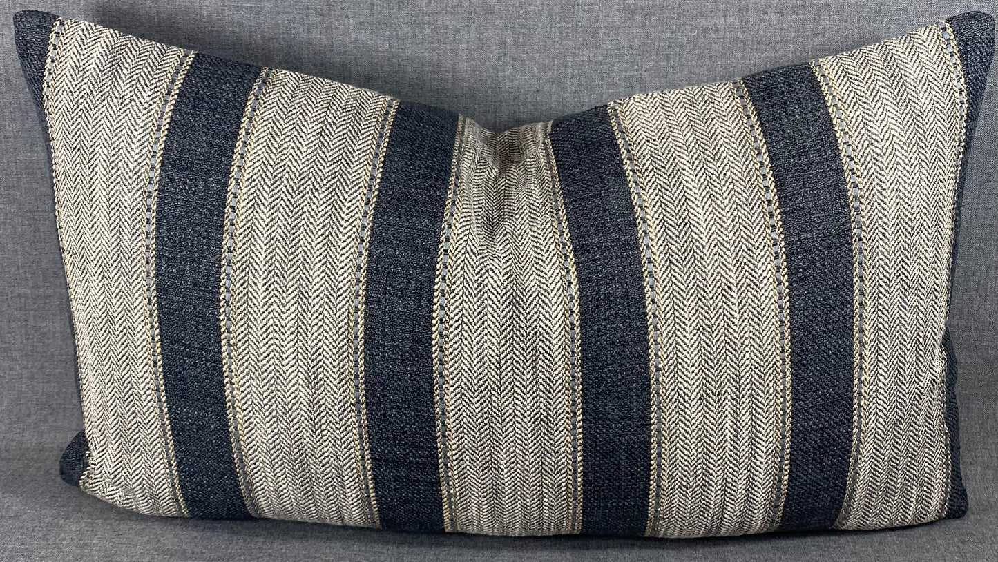 Luxury Lumbar Pillow - 24" x 14" - Natural Weave Charcoal