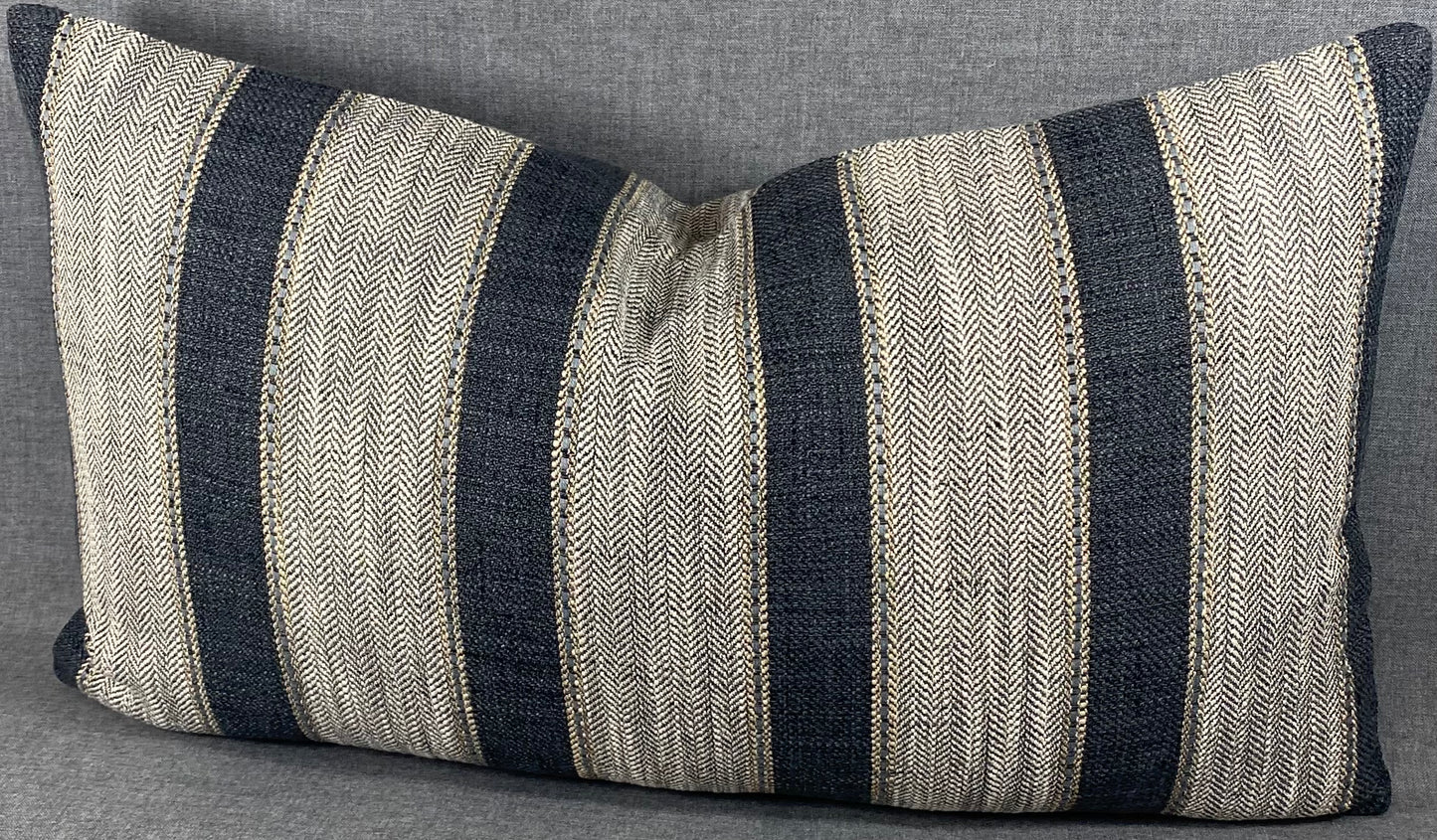 Luxury Lumbar Pillow - 24" x 14" - Natural Weave Charcoal
