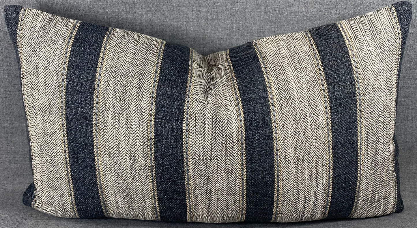 Luxury Lumbar Pillow - 24" x 14" - Natural Weave Charcoal