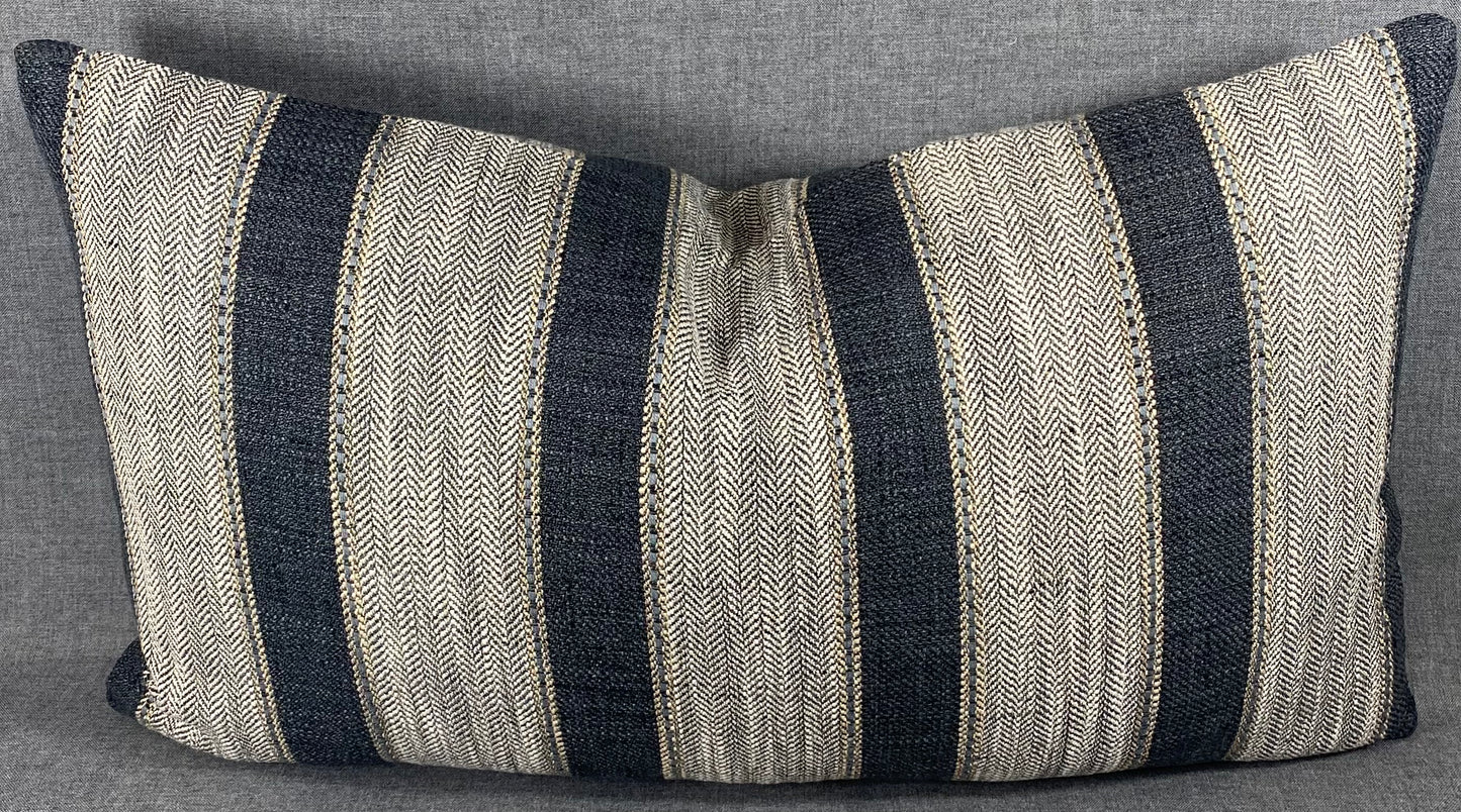 Luxury Lumbar Pillow - 24" x 14" - Natural Weave Charcoal