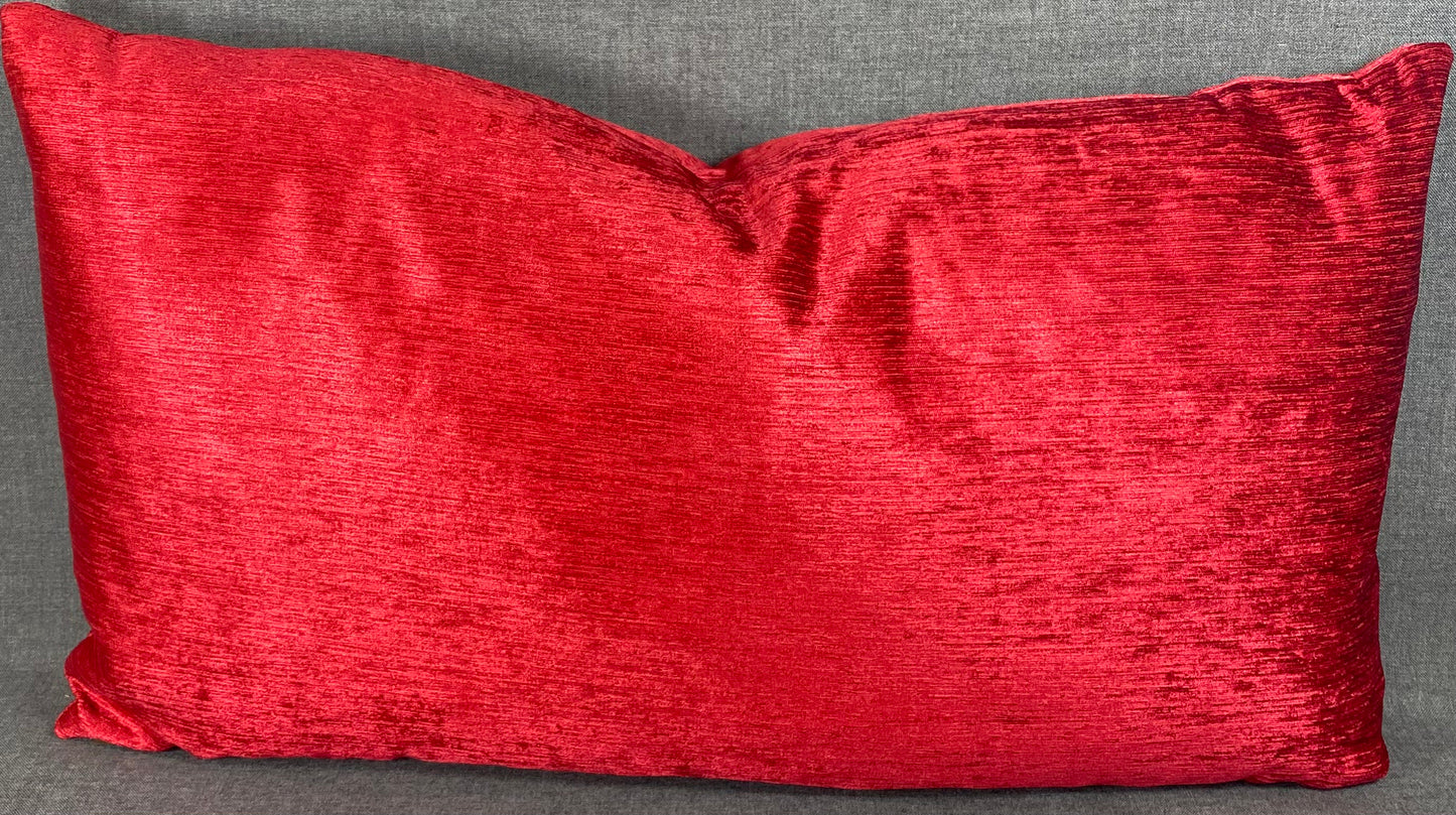 Luxury Lumbar Pillow - 24" x 14" - Empress Casandra -Red- Double Front