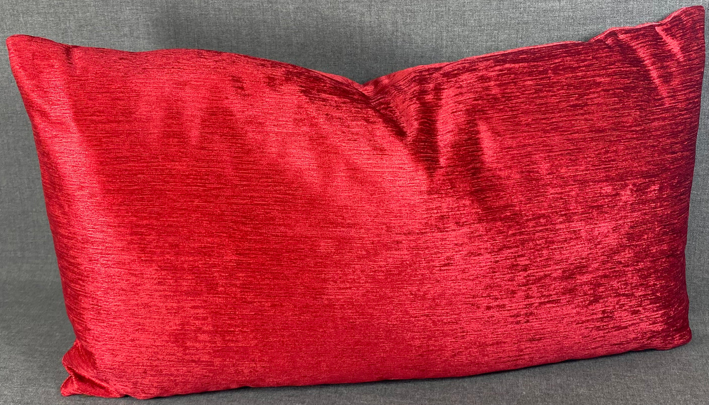 Luxury Lumbar Pillow - 24" x 14" - Empress Casandra -Red- Double Front