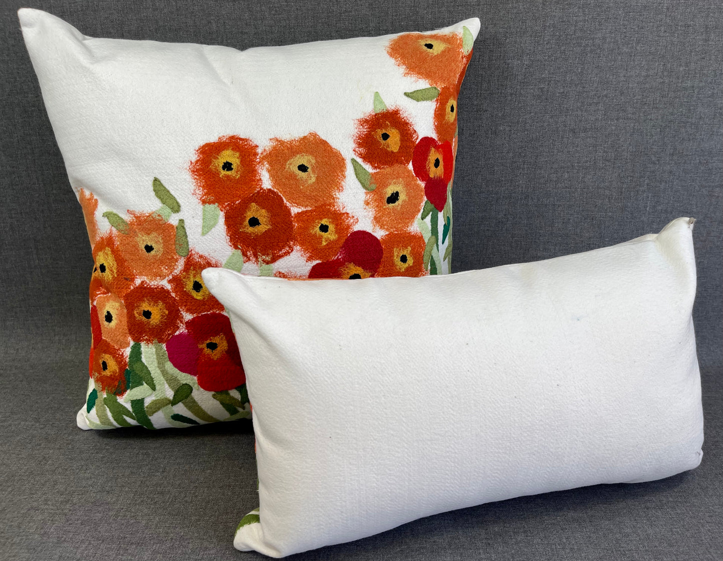 Luxury Outdoor Lumbar Pillow - 18" x 10" - California Poppy
