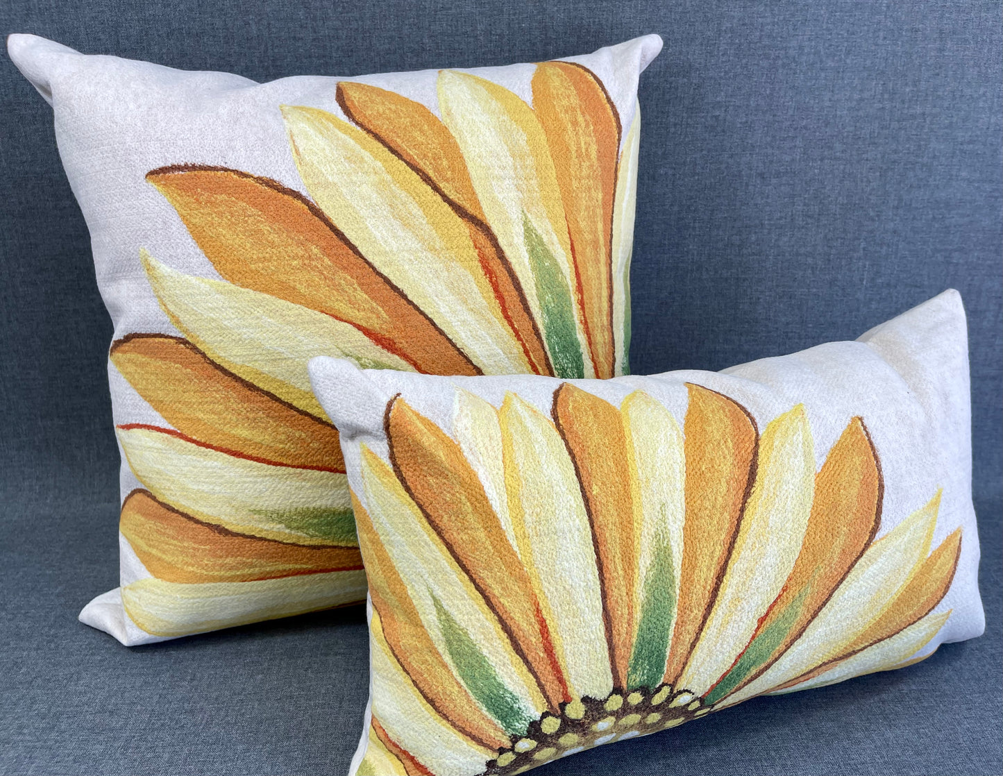 Luxury Outdoor Lumbar Pillow - 18" x 10" - Sunflower Fields