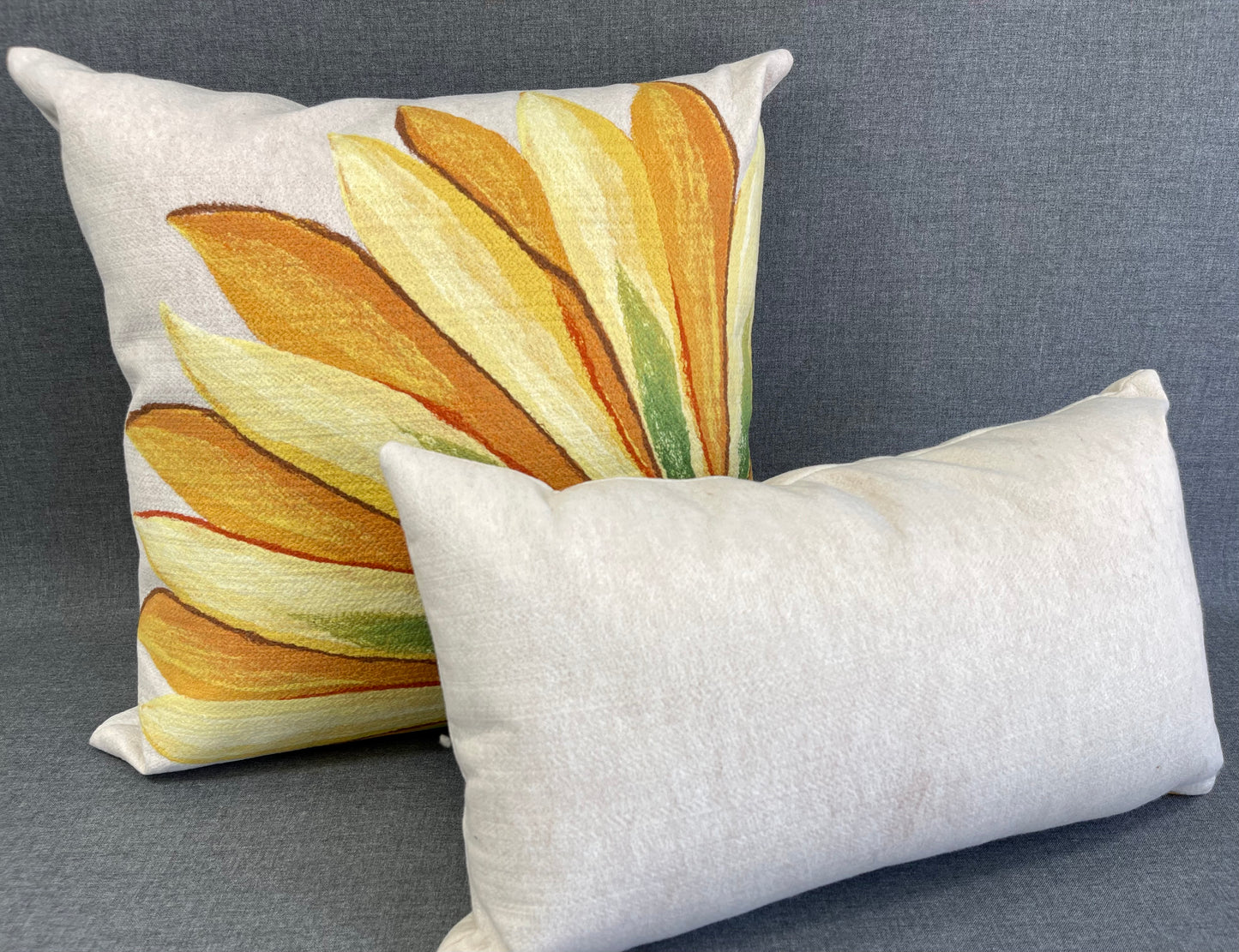 Luxury Outdoor Lumbar Pillow - 18" x 10" - Sunflower Fields