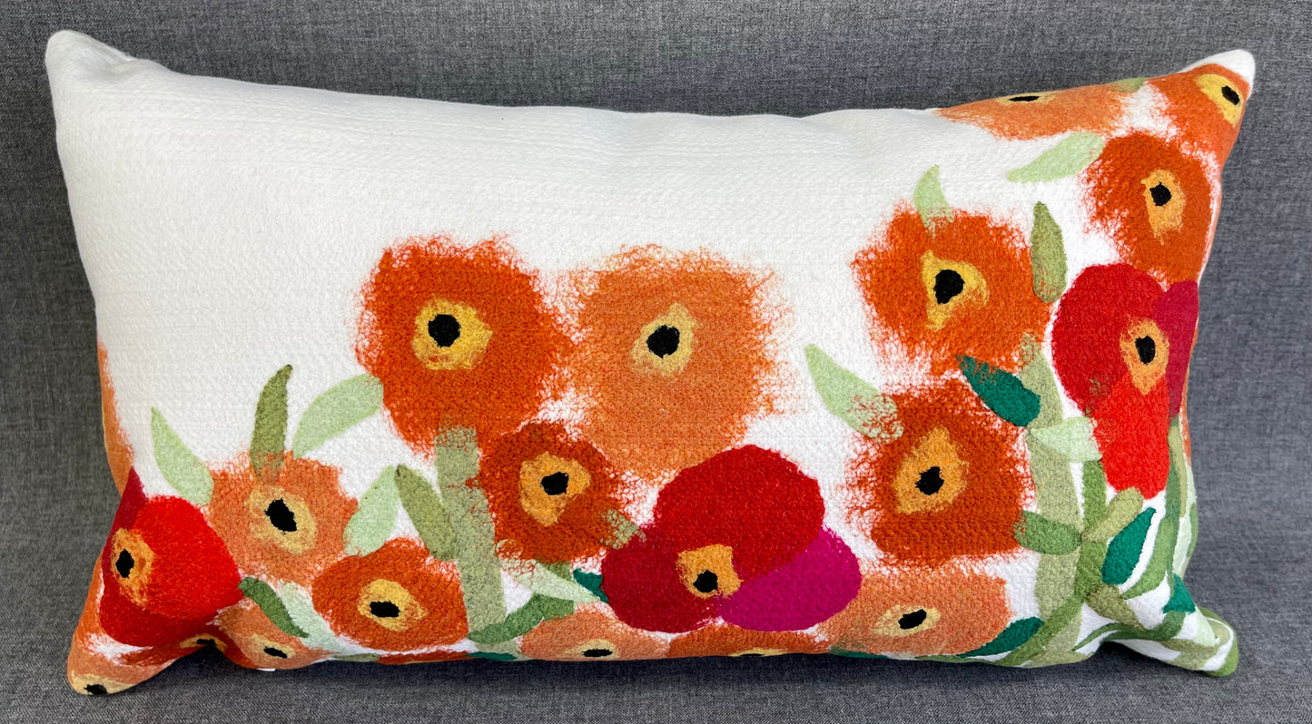 Luxury Outdoor Lumbar Pillow - 18" x 10" - California Poppy