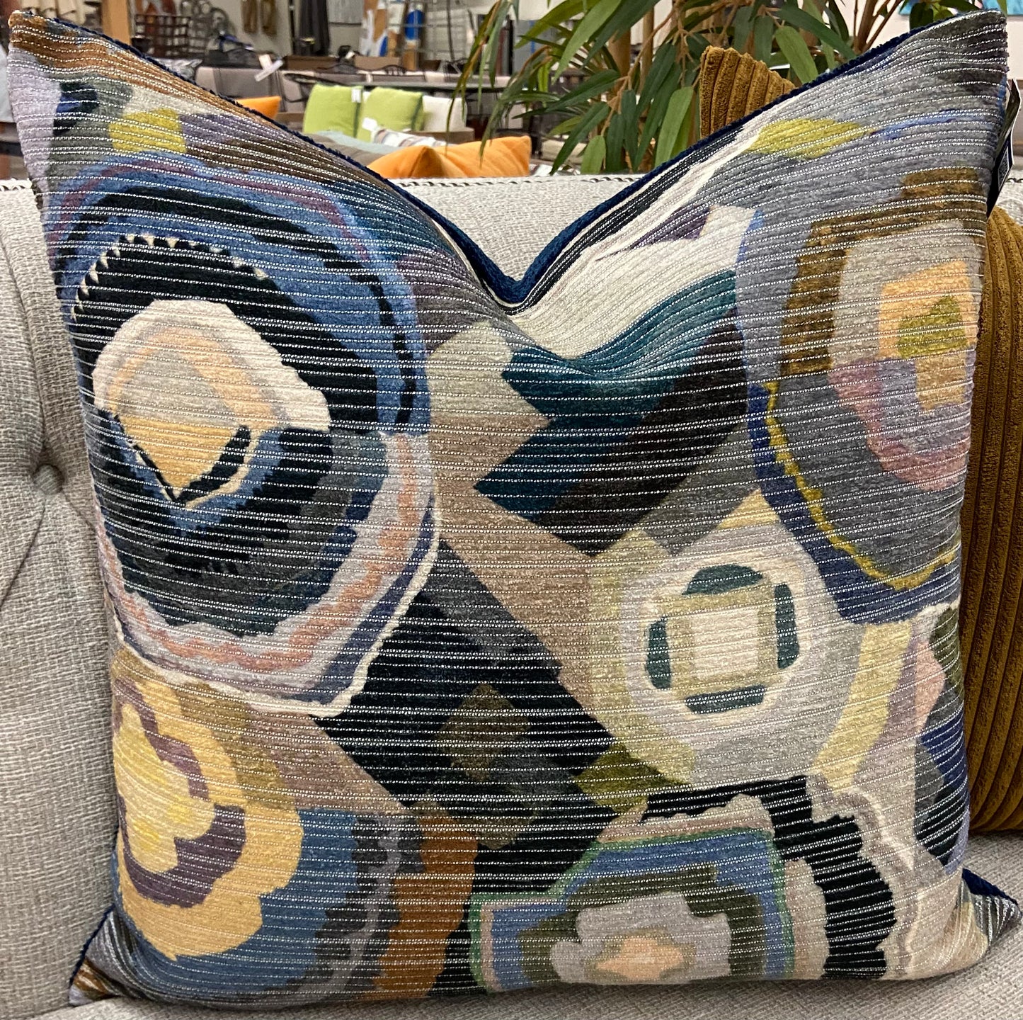Luxury Pillow - 24" x 24" - Navy Color Bloom