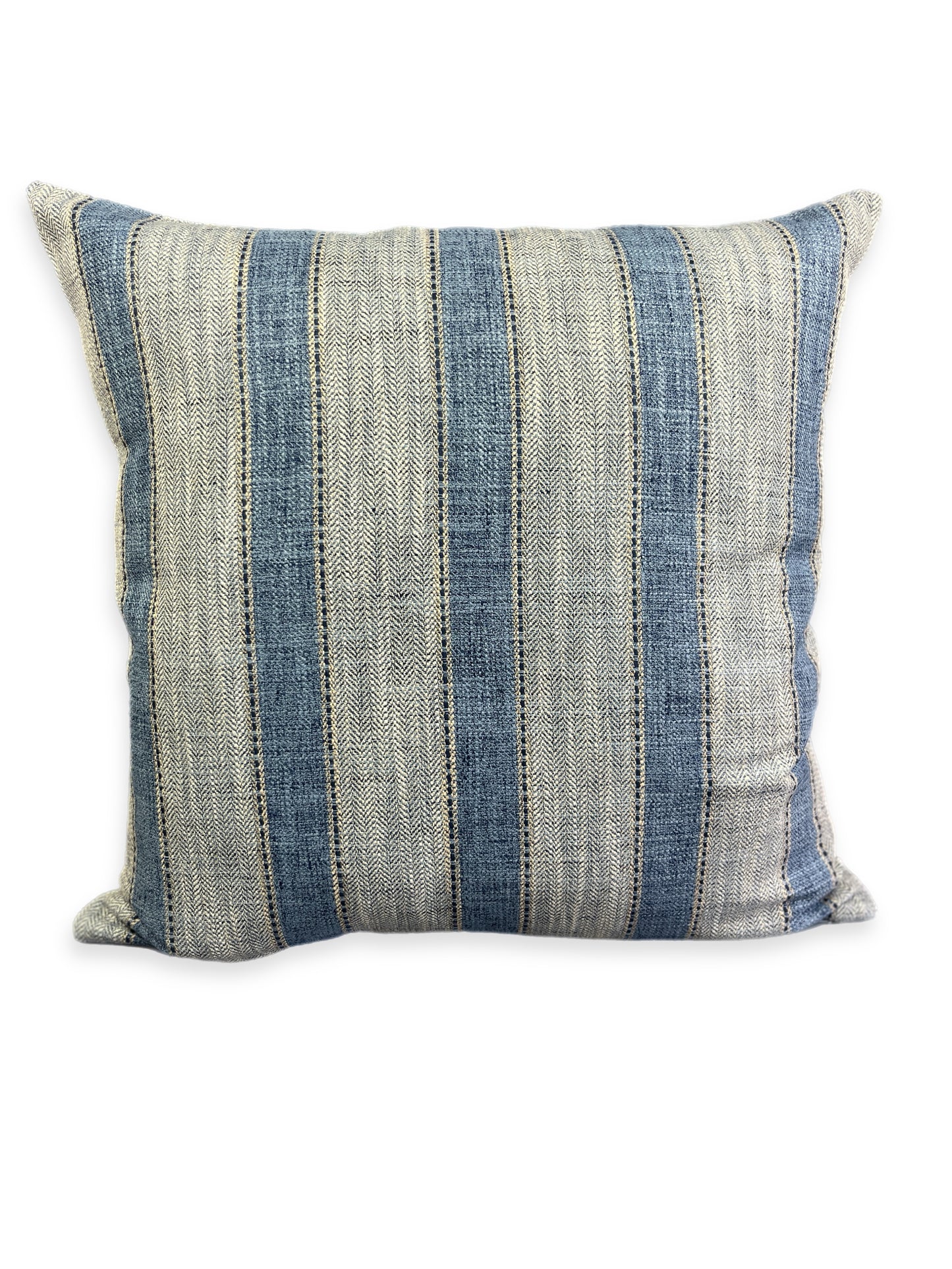 Luxury Pillow - 24" x 24" - Natural Weave-Denim; Complimentary denim colored linen woven into solid stripes