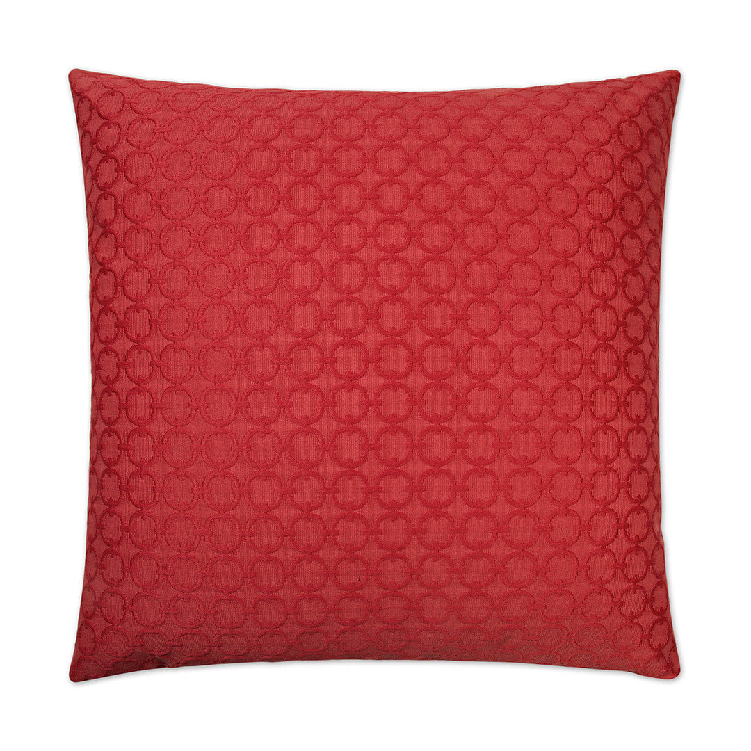 Luxury Pillow- 24" x 24" - Full Circle-Red; Bright red solid with a circle jacquard fabric