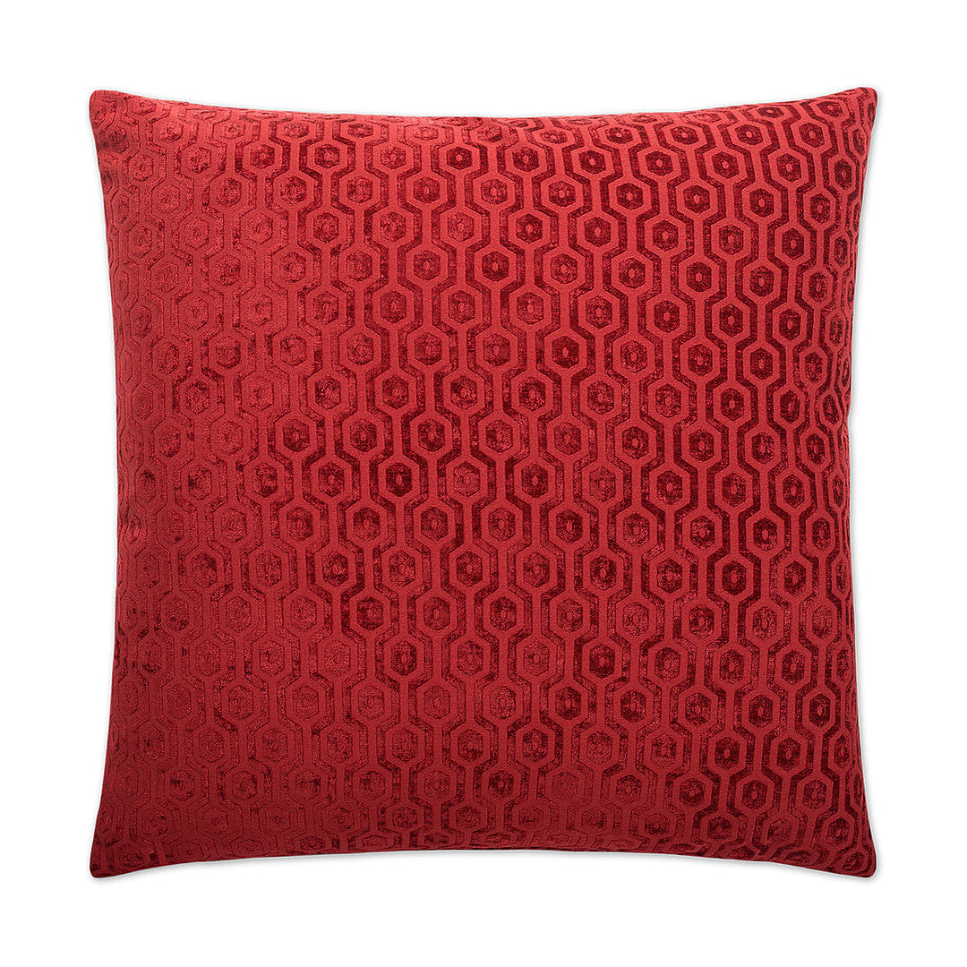 Luxury Pillow - 24" x 24" - Seneca-Berry; Bright red geometric pattern woven to bright red base