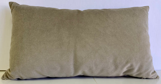 Luxury Lumbar Pillow - 24" x 14" - Belvedere Driftwood; Oyster solid in a creamy smooth velvet fabric.
