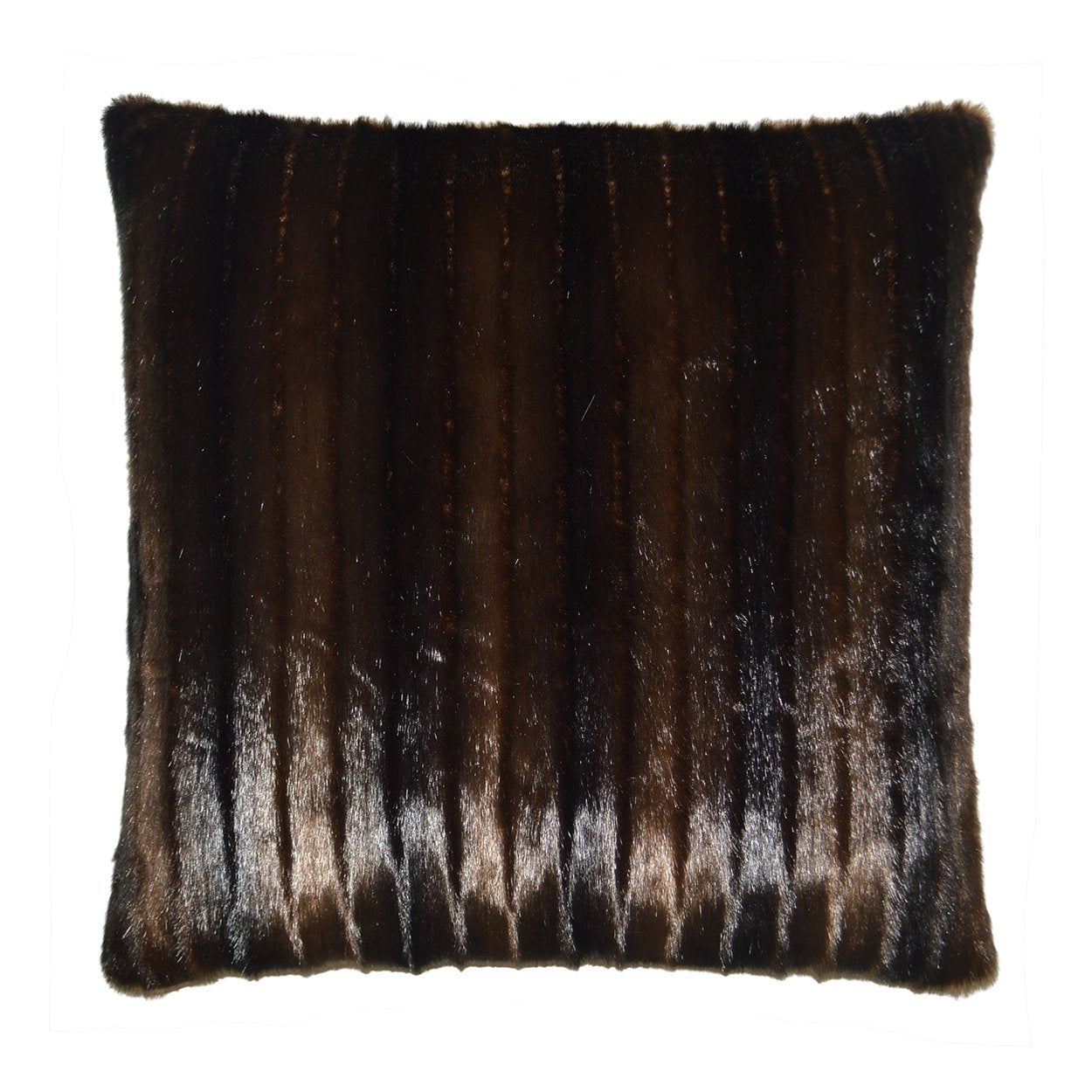 Luxury Pillow - 24" x 24" - Mod Mink; Light and Dark brown faux Mink in Striped pattern
