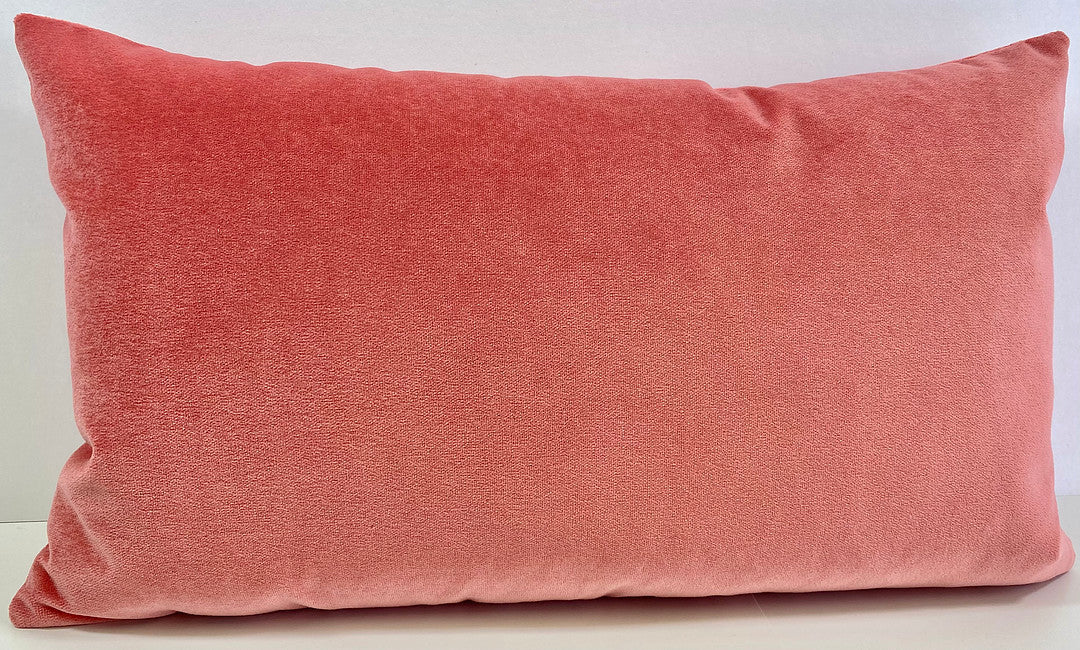 Pink velvet lumbar outlet pillow