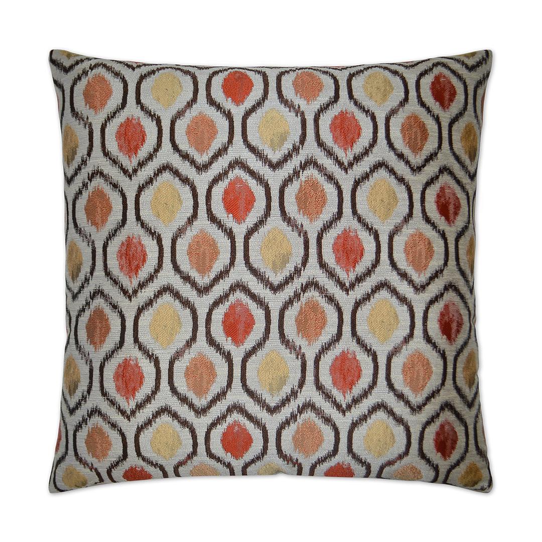 Luxury Pillow - 24" x 24" - Brandon - Brick; Coral, salmon & wheat design on a cream background