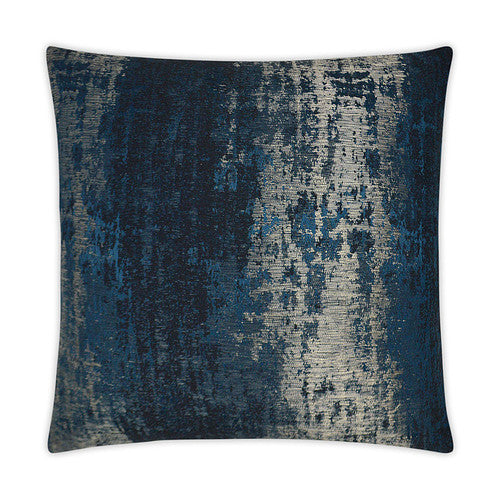 Luxury Pillow - 24" x 24" - Aurora-Midnight: Midnight blue and silver scrubbed together for a weathered look.