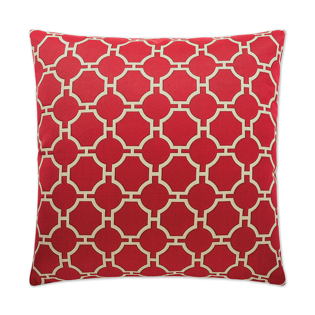 Luxury Pillow - 24" x 24" - Kinder-Red; Woven tile style pattern