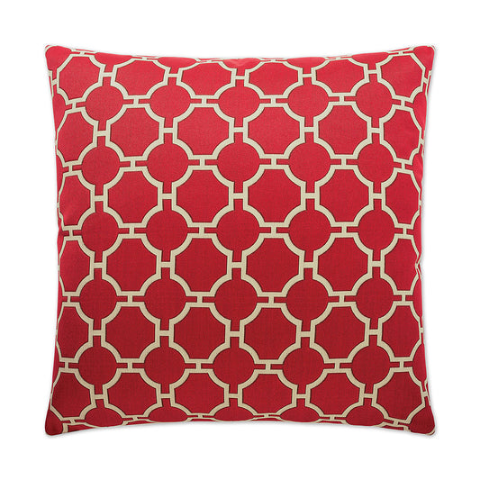 Luxury Pillow -  24" x 24" - Kinder-Red; Woven tile style pattern