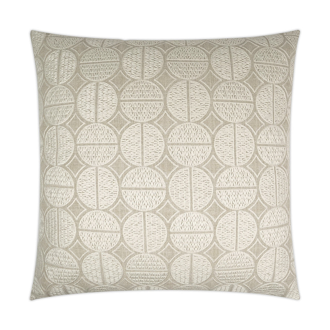 Luxury Lumbar Pillow - 24" x 14" - Medallions Lumbar-Oyster; Embroidered medallions in white
