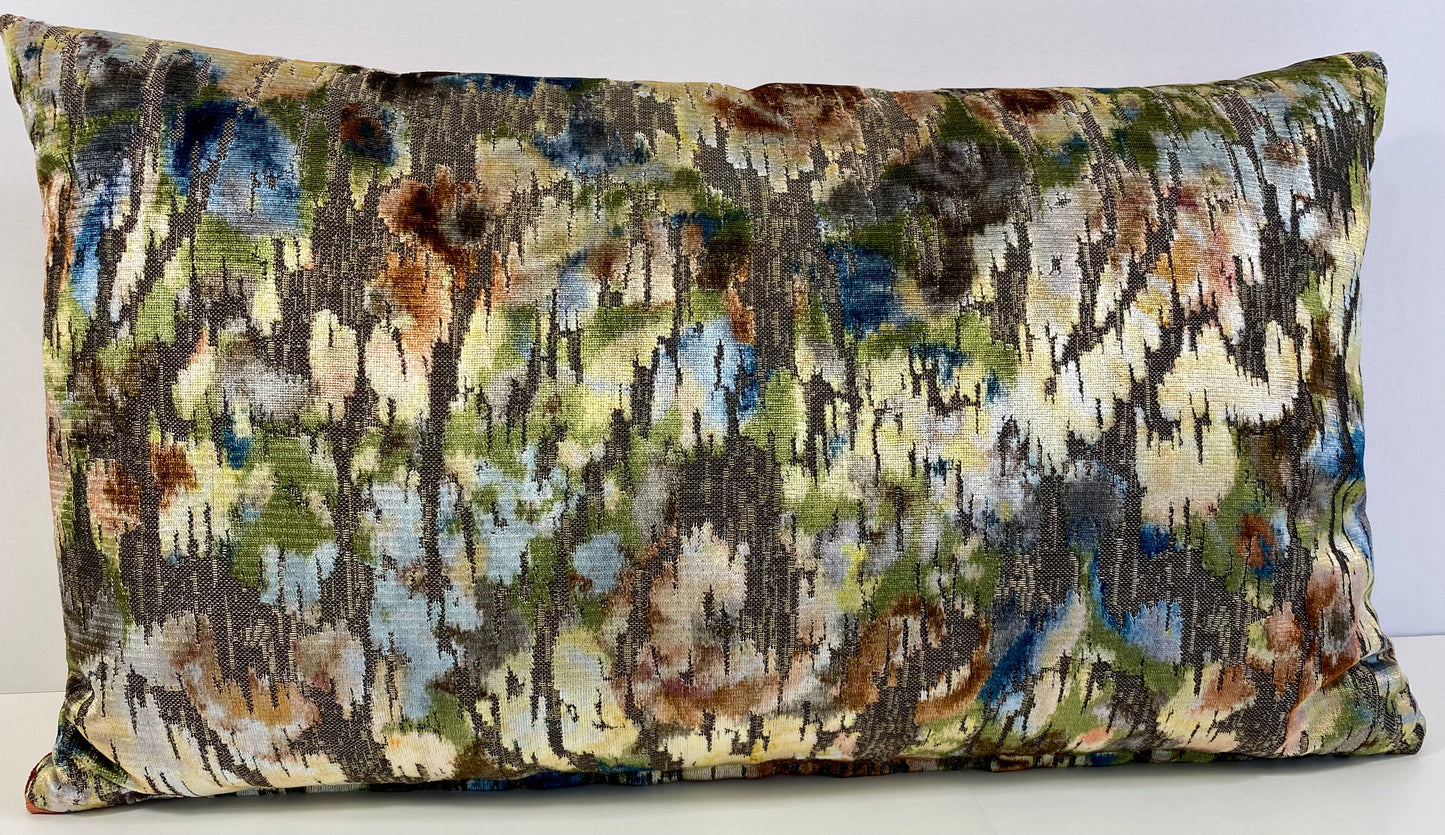 Luxury Lumbar Pillow - 24" x 14" - Salerno-Jewels; Terracotta, green, blue and coral