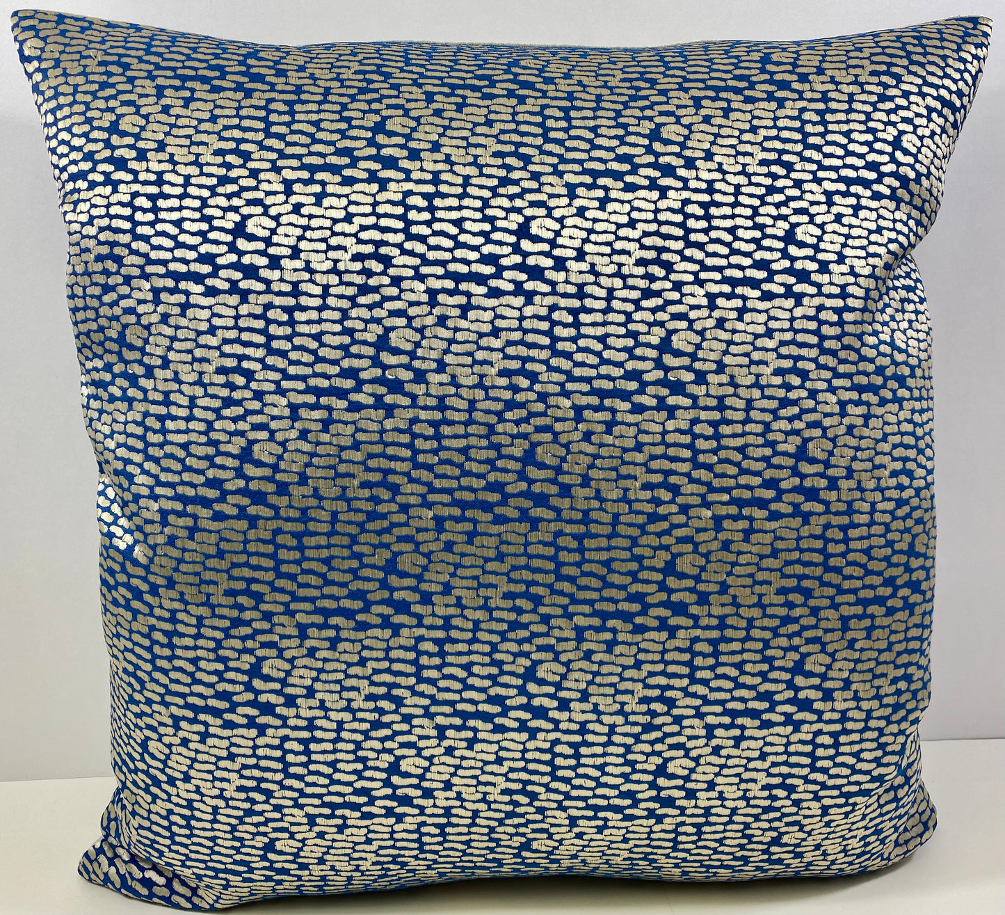 Luxury Pillow - 24" x 24" - Pebble Beach; silver geometric shapes on a blue base