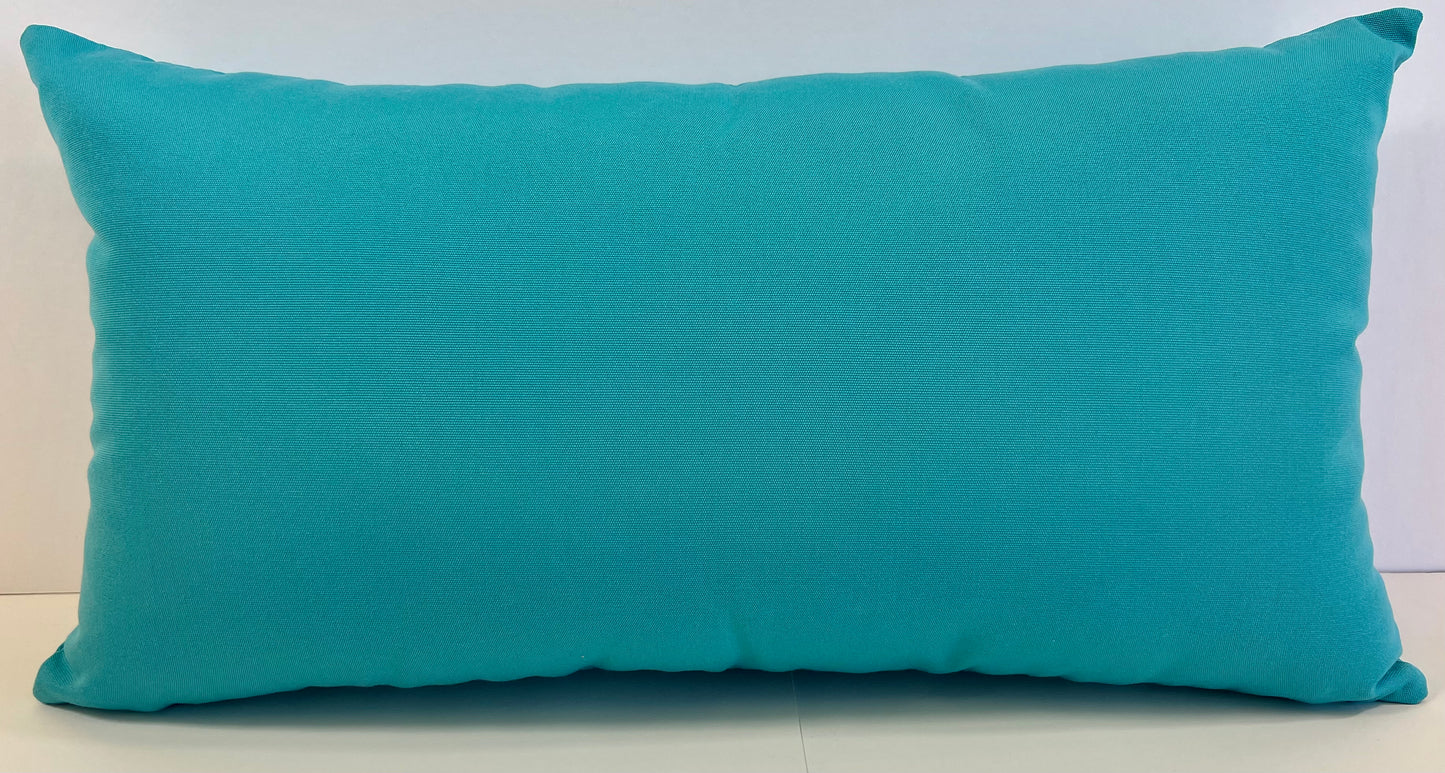 Luxury Outdoor Lumbar Pillow - 22" x 12" - Saint Kitts - Aqua
