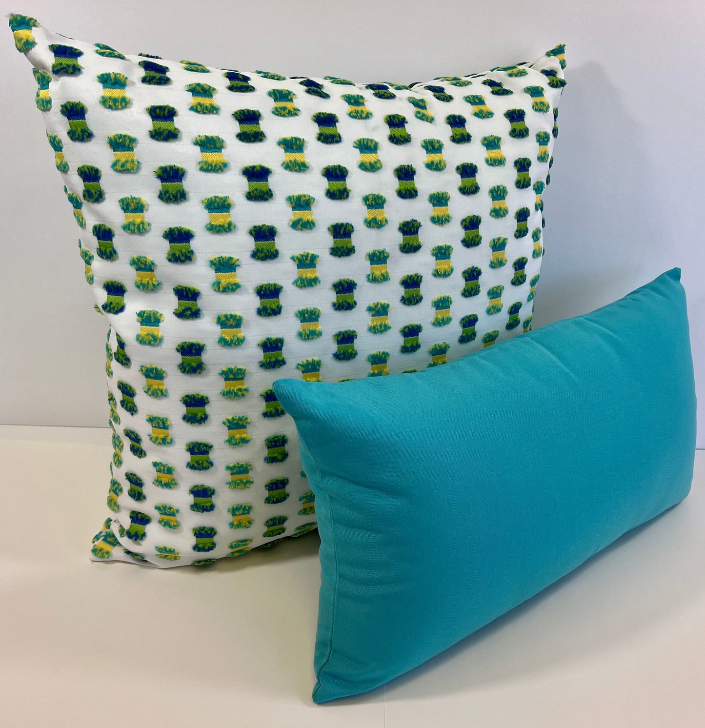 Luxury Outdoor Lumbar Pillow - 22" x 12" - Saint Kitts - Aqua