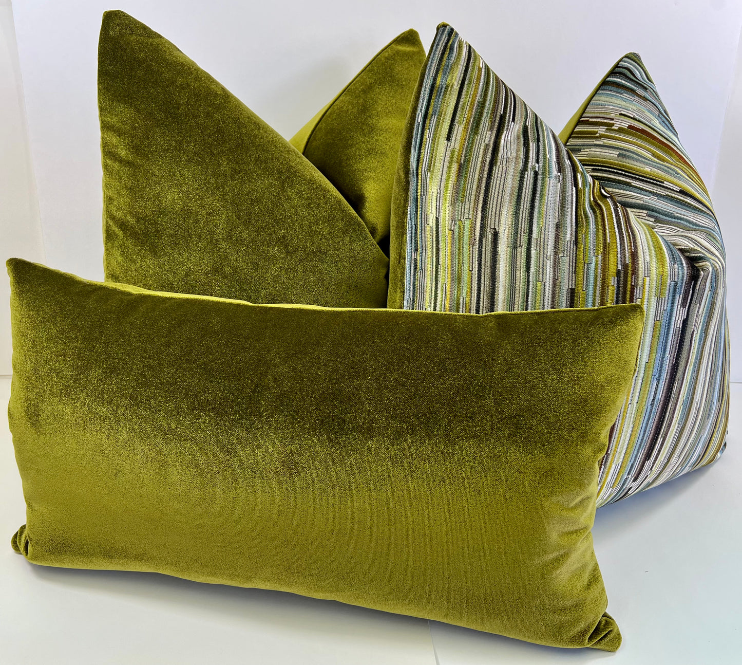 Luxury Lumbar Pillow - 24" x 14" -Moss Lumbar-Mohair; Lovely moss green thick mohair with a lovely lustre