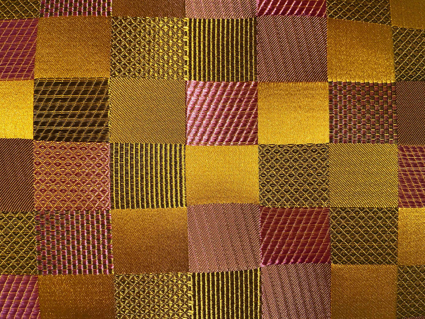 Luxury Lumbar Pillow - 24" x 14" - Cubit Gold; Shimmering Gold, Mustard and Pink Textural Squares
