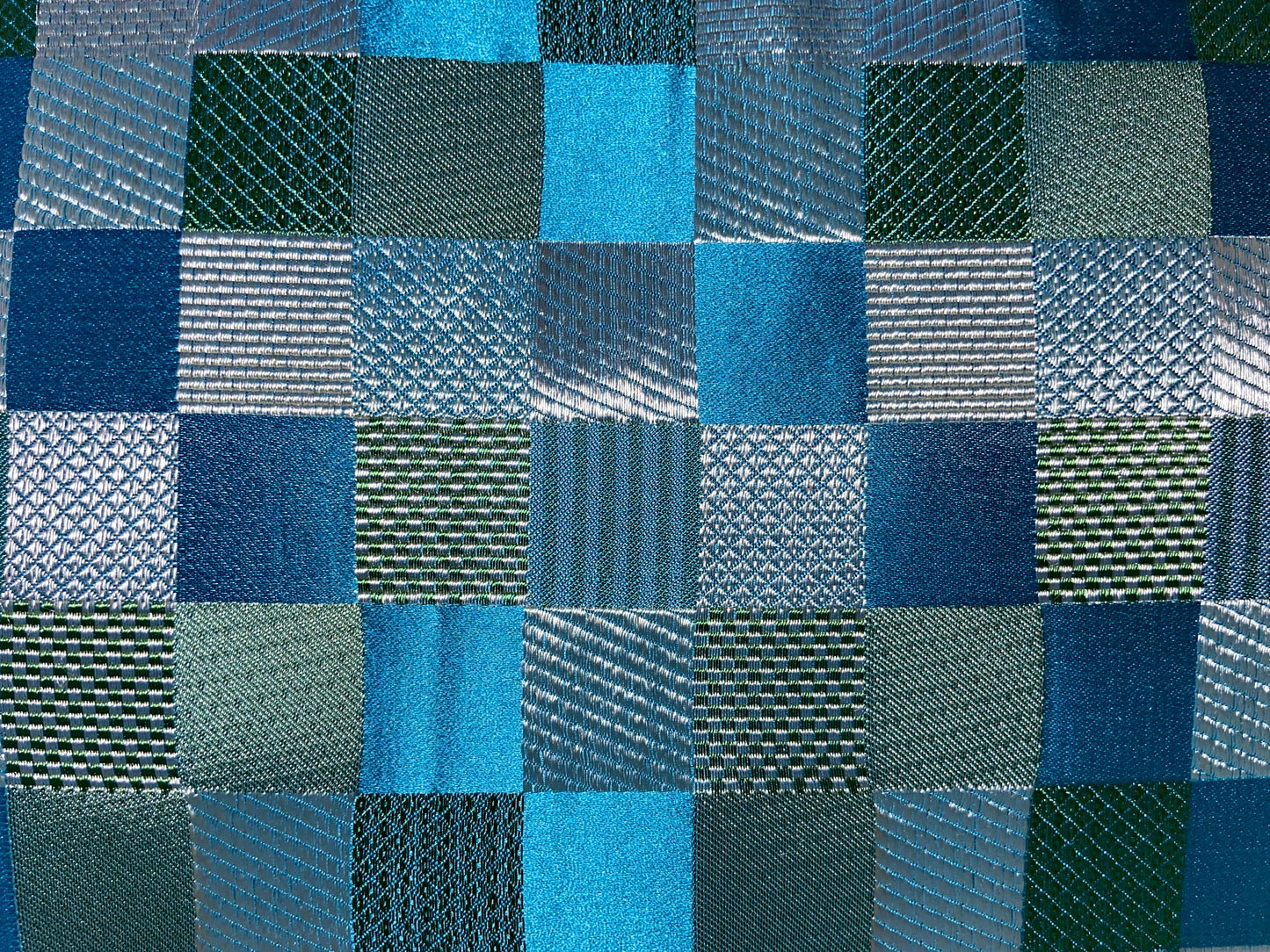 Luxury Lumbar Pillow - 24" x 14" - Cubit Aqua; Shimmering Aqua, Silver and Green Textural Squares