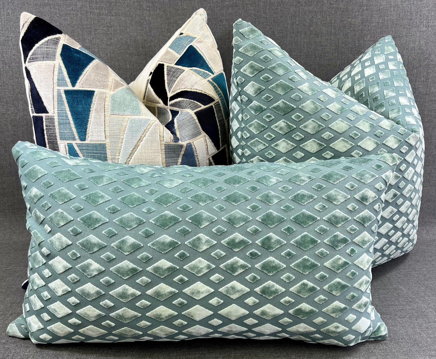 Luxury Lumbar Pillow - 24" x 14" - Bassey Seafoam